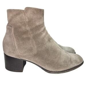 Aquatalia Size 8 Taupe Tisha Suede Ankle Chelsea Boots Weatherproof 2.25" Heel